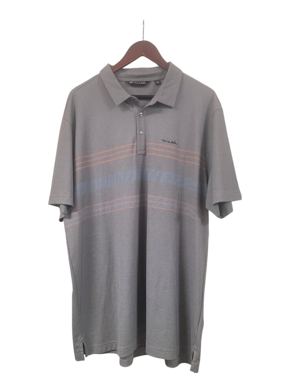 Travis Matthew Golf Polo Men's XXL 2X Gray Striped Performace Golf Polo